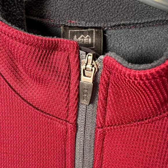 REI Co-Op Womens Waffle Fleece Pullover Jacket Large Magenta Red Gray Half-Zip - Picture 6 of 11